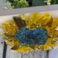 Sunflower Glass Art Yellow Flower Shelf Sitter Sunflower Decor for Mantel Gift for Mom Flower Tiered Tray Decor for Kitchen Sunflower Art
