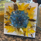 Sunflower Glass Art Yellow Flower Shelf Sitter Sunflower Decor for Mantel Gift for Mom Flower Tiered Tray Decor for Kitchen Sunflower Art