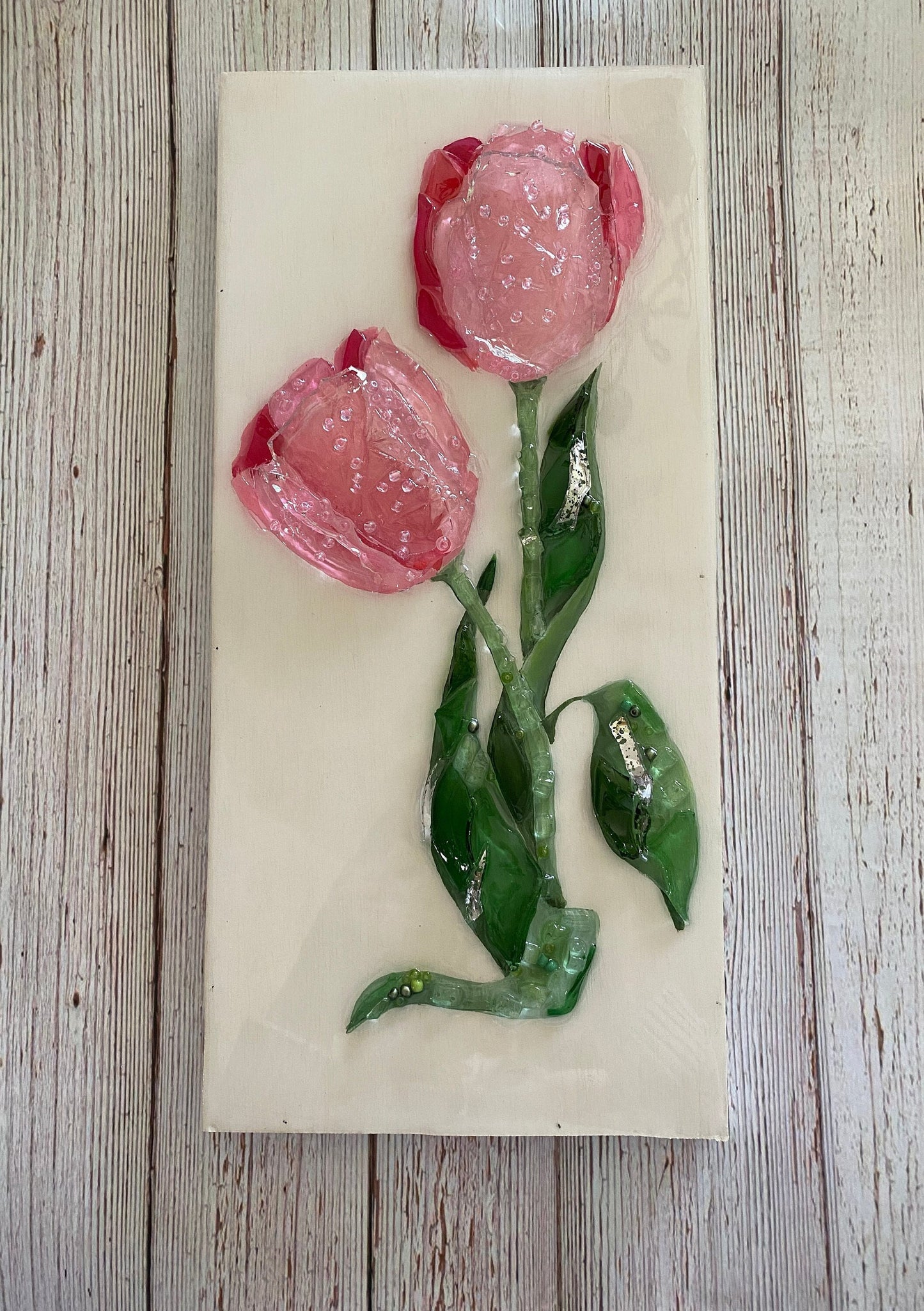 Spring Tulips Art, Tulip Decor, Glass and Resin Art, Spring Mantel Decor, Kitchen  Decor, handmade, Easter Gift, Mother’s Day Gift, Painting